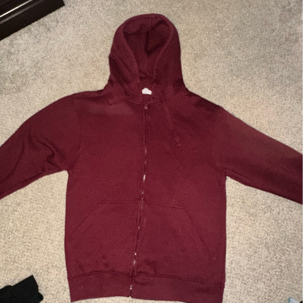 Men’s Burgundy Zip Up Hoodie